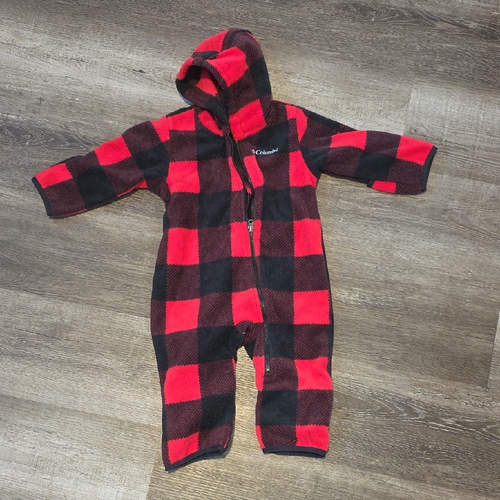 Columbia Red and Black Checkered Baby Snowsuit